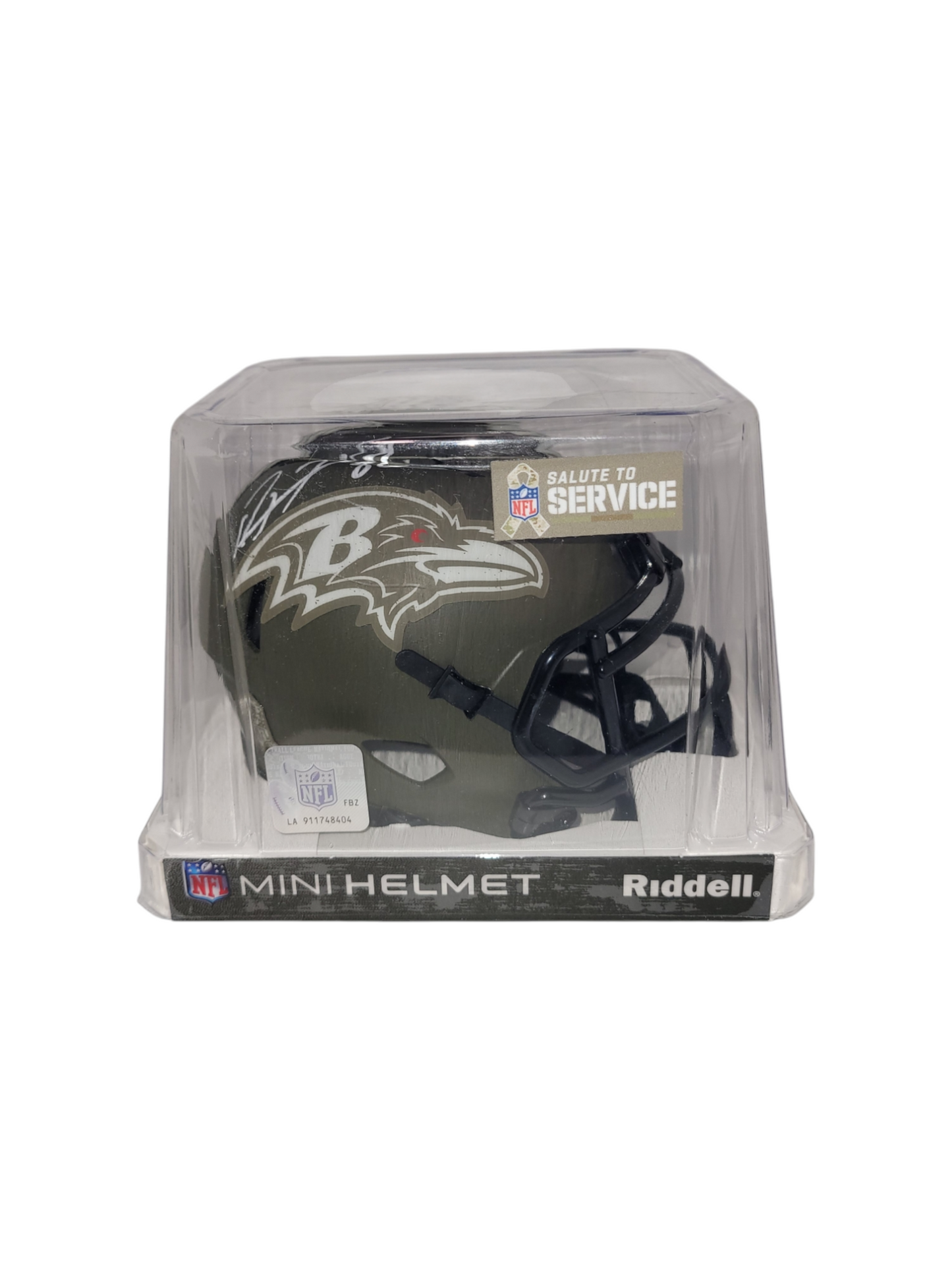 Ray Lewis Signed Baltimore Ravens Salute To Service Mini Helmet Beckett Witnessed