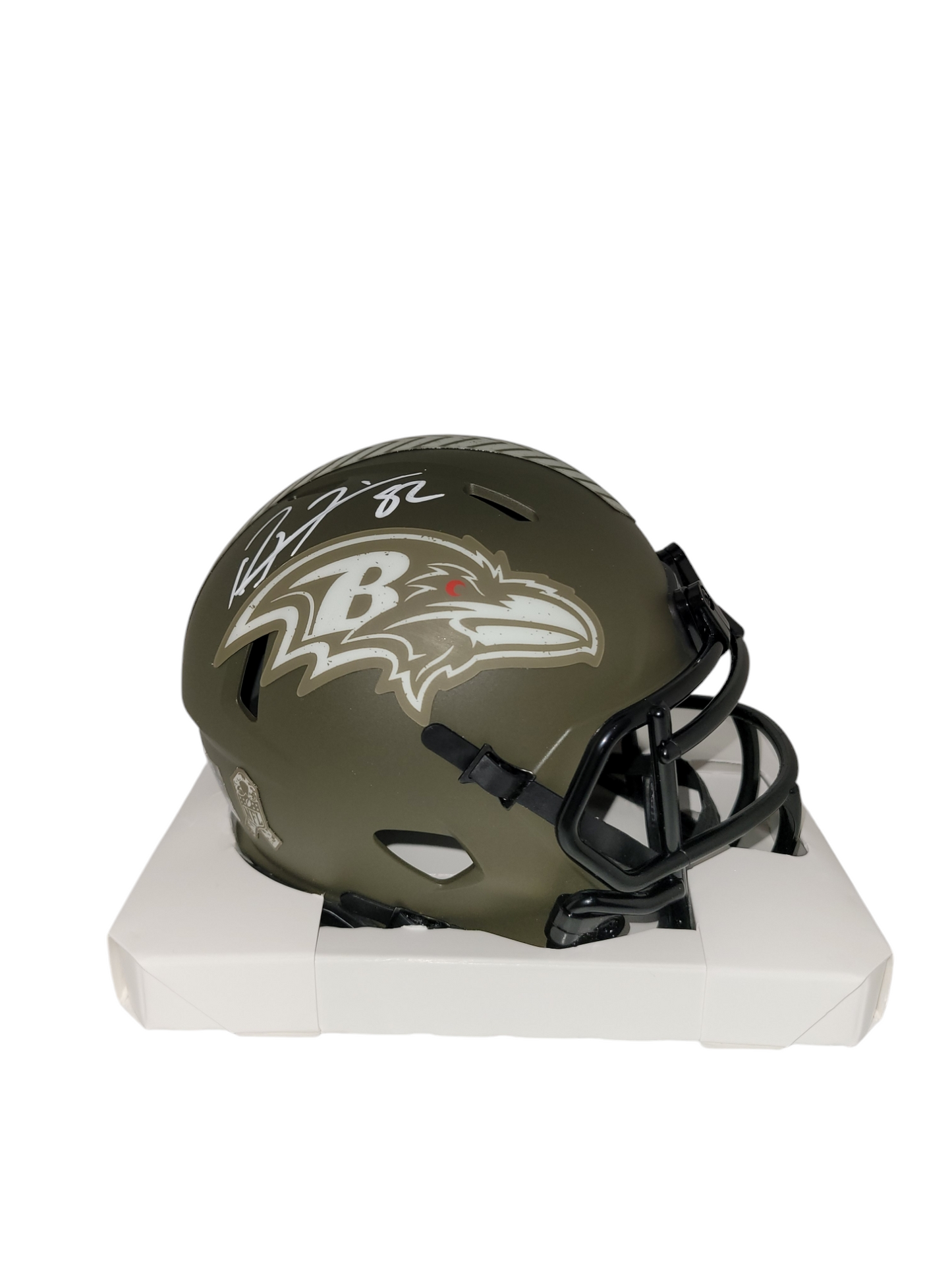 Ray Lewis Signed Baltimore Ravens Salute To Service Mini Helmet Beckett Witnessed
