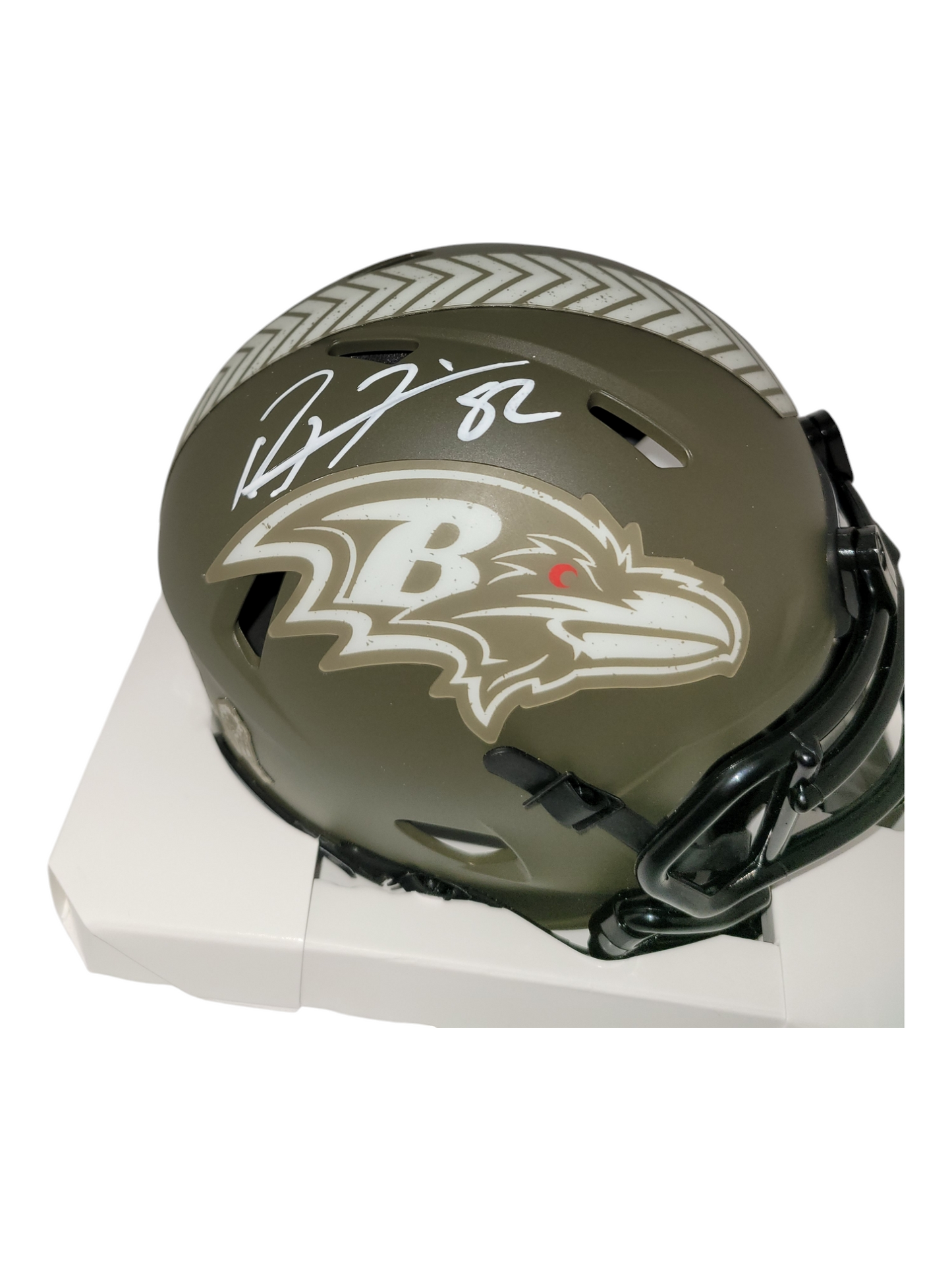 Ray Lewis Signed Baltimore Ravens Salute To Service Mini Helmet Beckett Witnessed