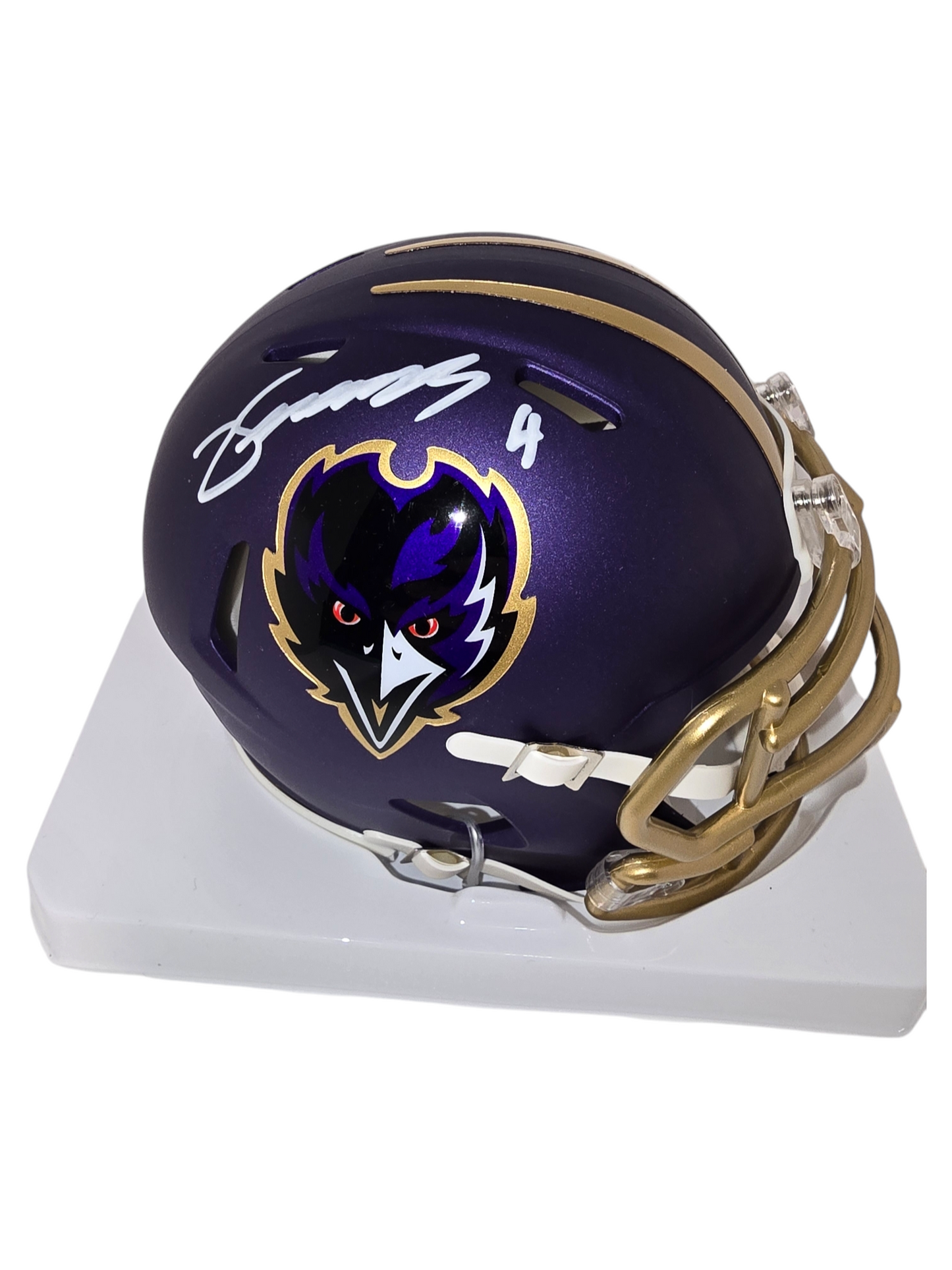 Zay Flowers Signed Baltimore Ravens Alternate Mini Helmet Beckett Witness