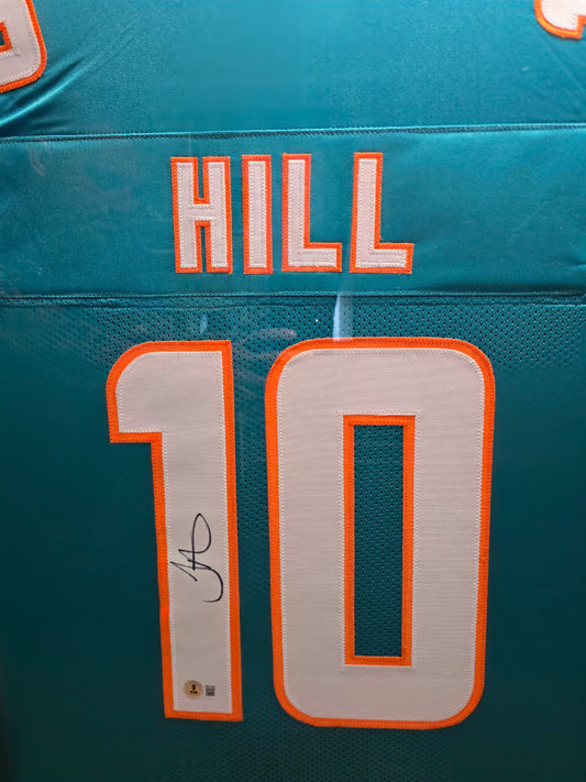 Tyreek Hill Miami Dolphins Signed 35" X 43" Framed Pro Style Jersey Beckett BAS
